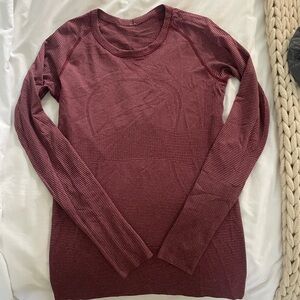 Striped Maroon Long Sleeve Top